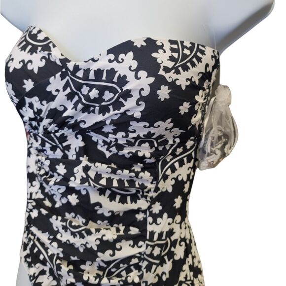 NWOT Anne Cole Paisley Strapless Ruched Onepiece Swimsuit - Picture 2 of 6